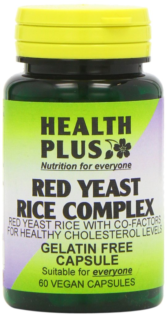 Health Plus Red Yeast Rice Complex Heart Health and Cholesterol Lowering Supplement - Pack of 60 Gelatin Free Capsules