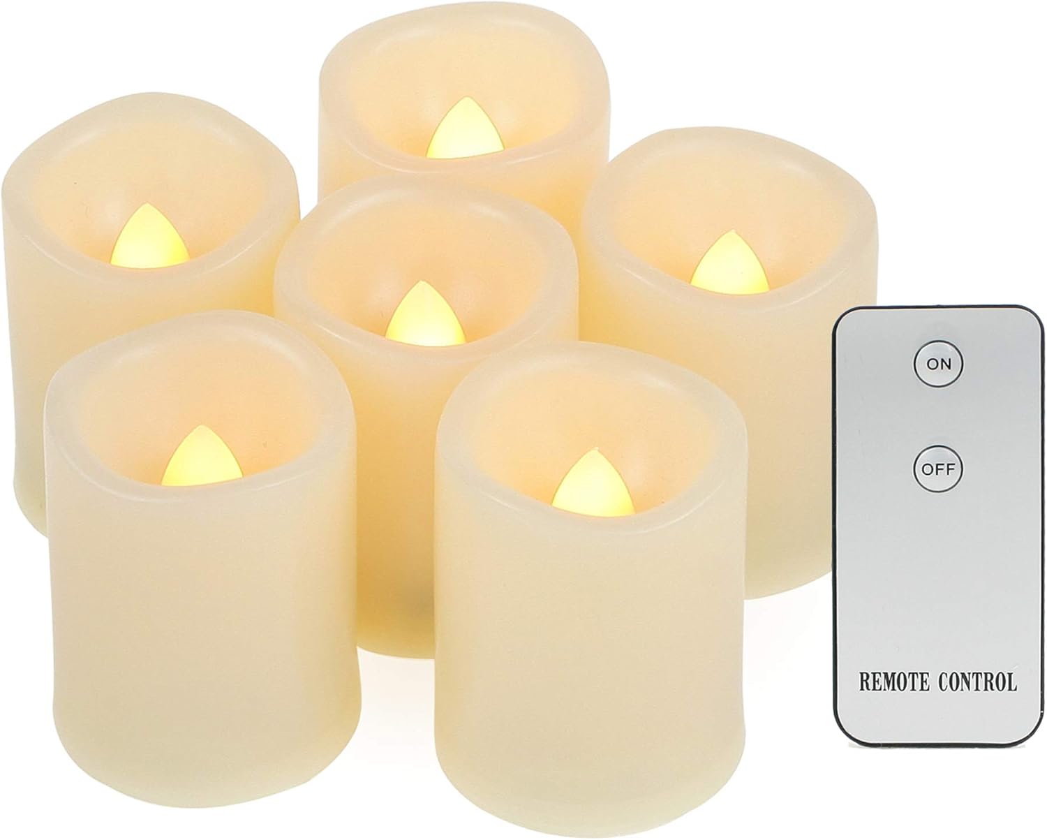 6 Small Battery Operated Flameless LED Votive Candles with Remote