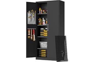 Garage Storage Cabinet,Metal Garage Cabinet with Adjustable Shelves and Locking Doors,71" Lockable Tool Cabinet,Storage Cabin
