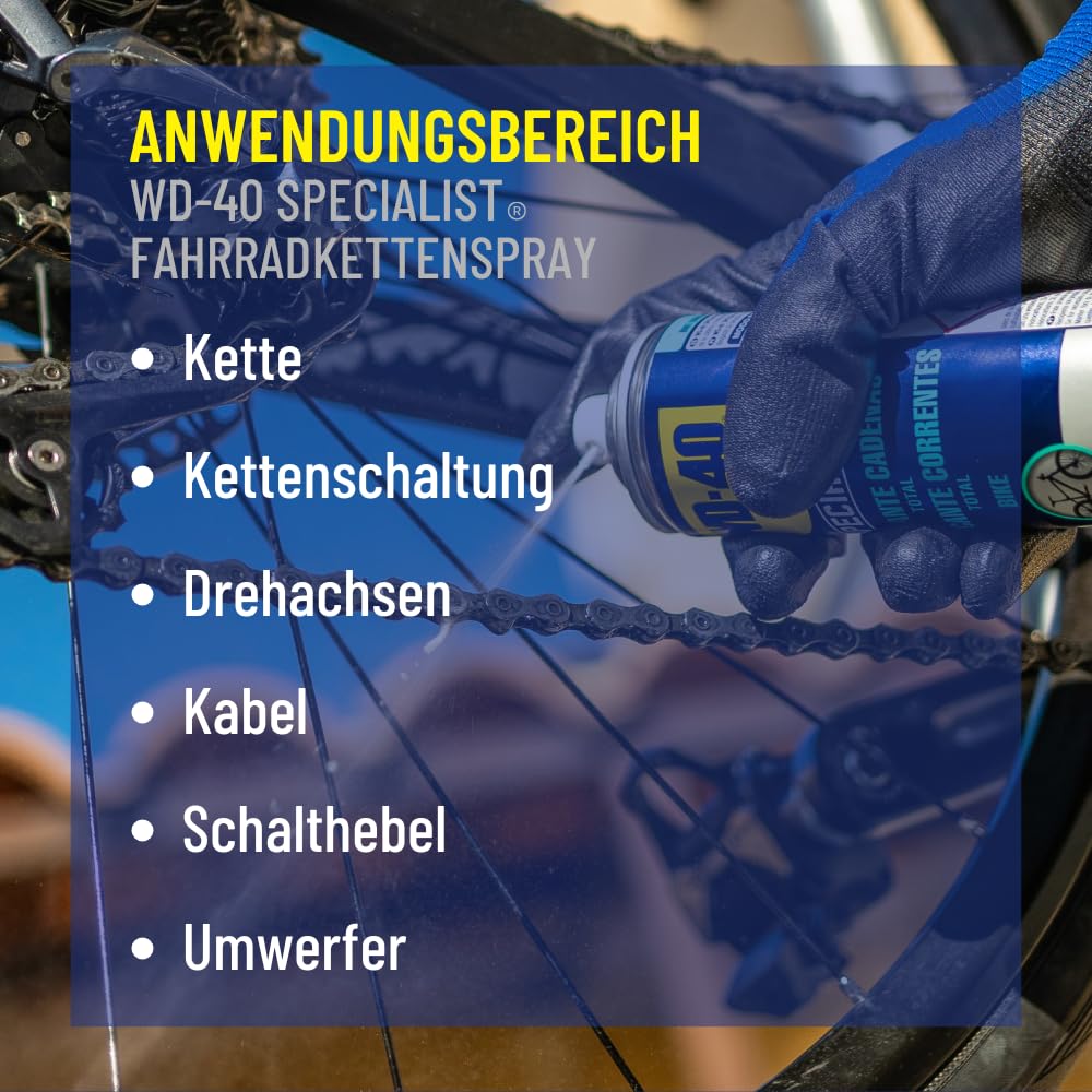WD-40 Specialist Fahrrad Pflegeset - Komplettes Bike Pflegeset für Fahrräder mit Kettenspray, Kettenreiniger und Fahrradreiniger, eine nachhaltige Pflege und Schutz für alle Fahrradtypen, 3-teilig 7
