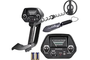 Wedigout Metal Detector for Adults & Kids, Lightweight Childrens Metal Detector with Shovel,8 Inch Waterproof Adjustable 31.5" to 41.5" Gold Detector for Beach Backyard Search for Treasure (Black)