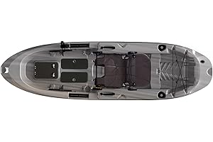 SUNDOLPHIN Sun Dolphin Boss 10 SS Fishing Kayak - Sit On Top Fishing Kayak - One Person Angler Kayak - 3 Fishing Rod Holders - Fishing Gear Tracks - Includes Paddle - 10 ft - Gray Swirl