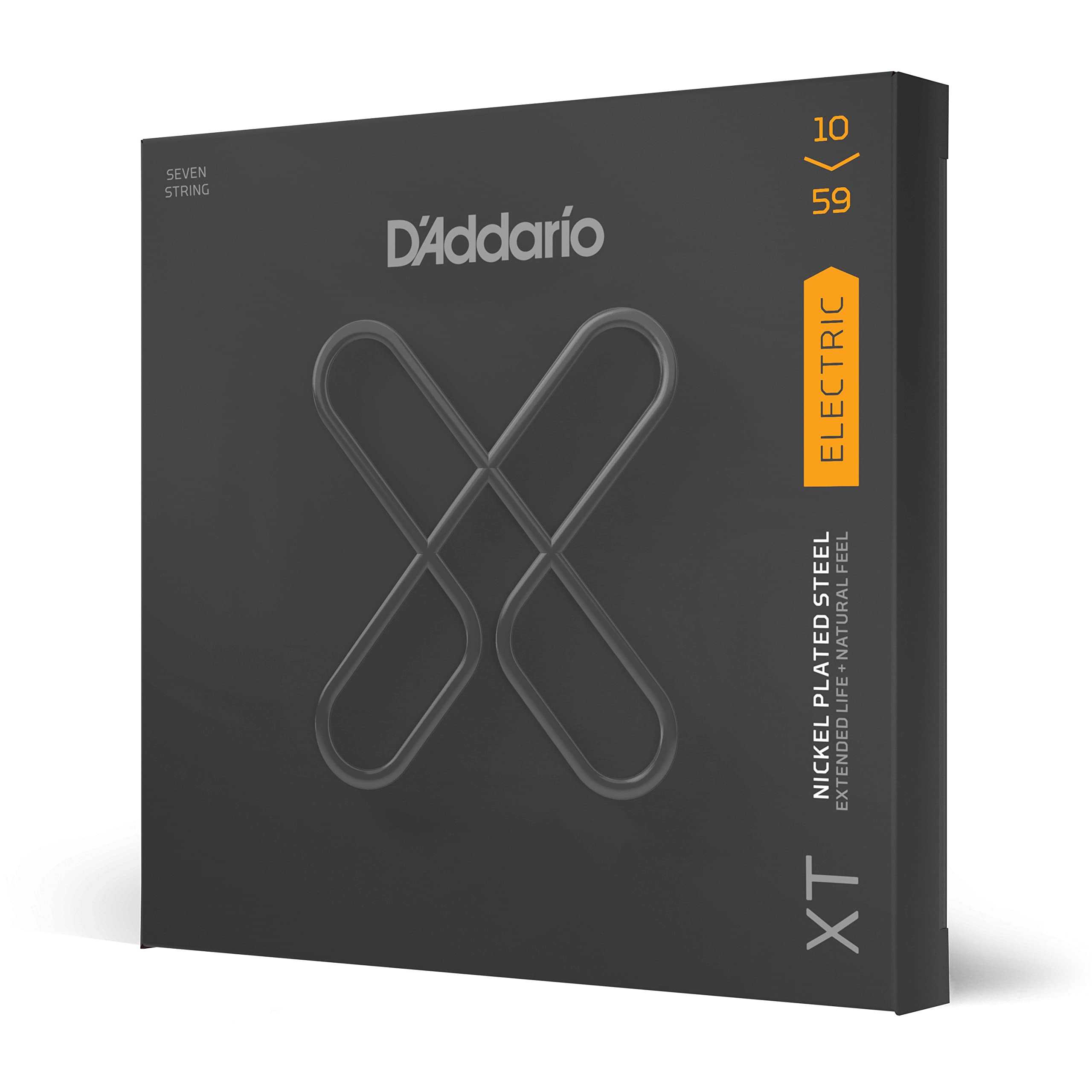 D'Addario XT Nickel Coated Electric Guitar Strings - XTE1059 - Extended String Life with Natural Tone & Feel - For 7 String Guitars - 10-59 Regular Light