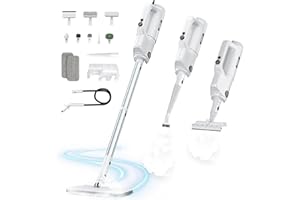 YKYI Steam Mop, Detachable 10 in 1 Multipurpose Steamer with 11 Attachments, Handheld Steam Cleaner for Home, Hardwood Floors, Laminate, Marble, Tile, Grout, Carpet, Windows Cleaning (Pearl white)