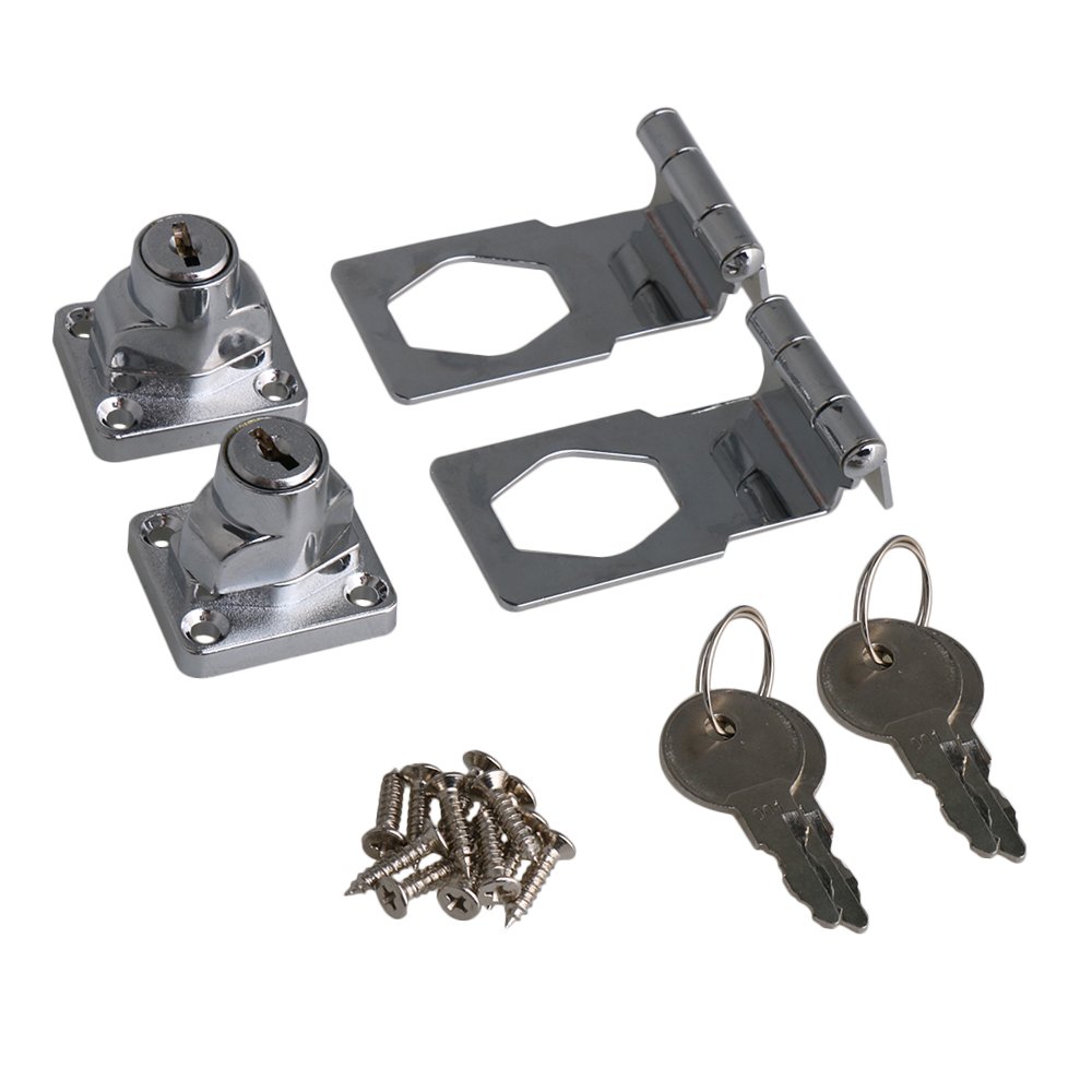 RDEXP 3Inch Length Silver Zinc Alloy 90 Degrees Keyed Hasp Lock Twist