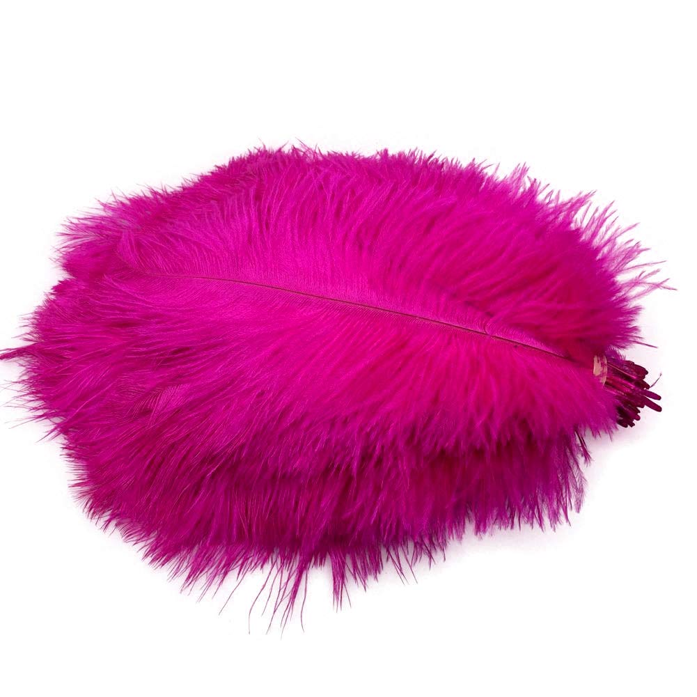 Sowder 50pcs Natural 8-10inch(20-25cm) Ostrich Feathers for Home Wedding Decoration(fuchsia)