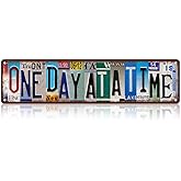 Vintage One Day At A Time Wall Decor Street Signs Home Bar Coffee Metal Tin Signs 16 x 4 Inches