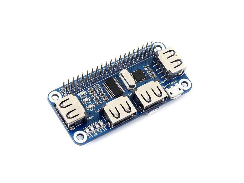 4 Port USB HUB HAT Compatible with USB2.0 1.1 For Raspberry Pi Zero A B B 2 3 Model B Serial Debugging, USB to UART Onboard