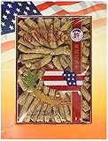 SKU #0122-4, Hsu's Ginseng Cultivated American Ginseng Medium Prong (4 oz = 113 gm / box), with one free single American ginseng tea bag, 122-4, 122.4