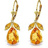 14k Yellow Gold Leverback Earrings with Natural Citrines