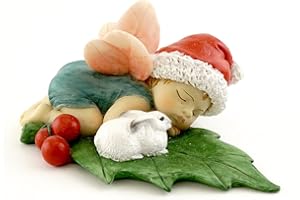 Top Collection Miniature Garden and Terrarium Christmas Fairy Baby Sleeping with Bunny Figurine
