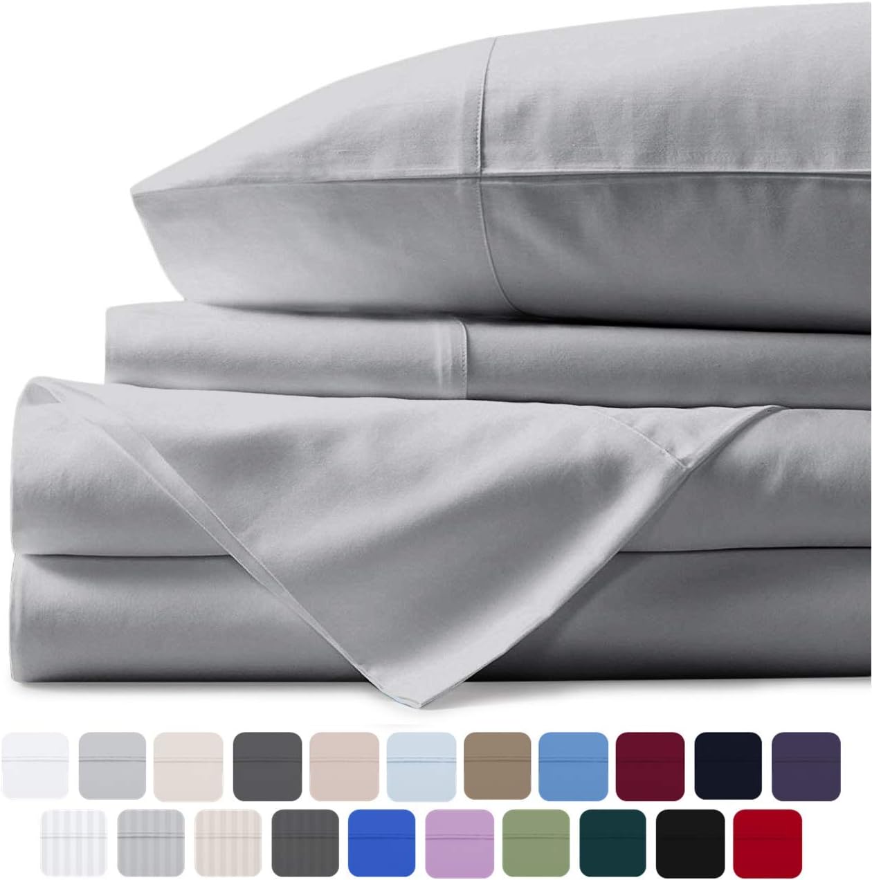 Mayfair Linen 100% Egyptian Cotton Sheets, White King 6 PC Sheets Set, 800 Thread Count Long Staple Cotton, Sateen Weave for Soft and Silky Feel, Fits Mattress Upto 18'' DEEP Pocket: Home & Kitchen