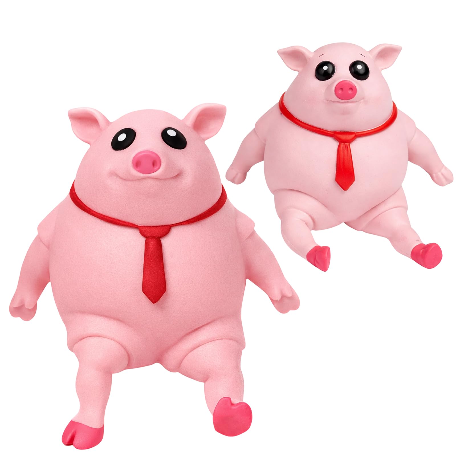 2 Pack Silicone Pig, Stress Pig Squishy Toy 9cm & 14cm, Cute Pink Stretchable Sensory Toy for Anxiety and Fun