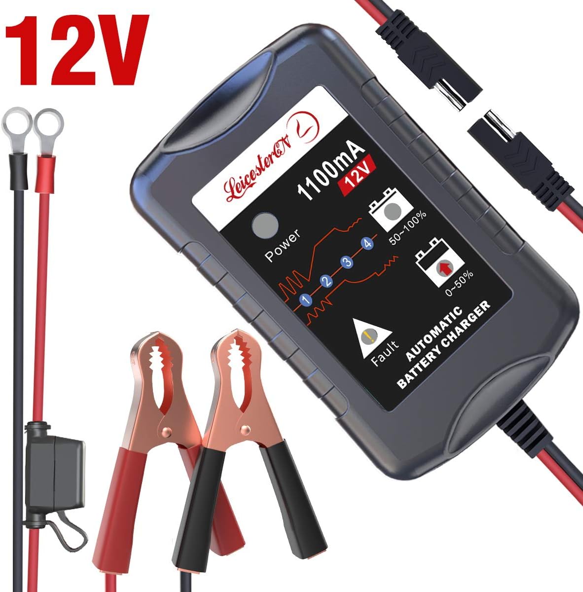 Amazon LST 12Vバッテリー充電器 バッテリーチャージャー メンテナンス充電器 トリクルチャージ 330Ah用 全自動4