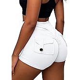 Avanova Women Booty Shorts with Pockets Scrunch Butt Lifting Yoga Workout Gym Biker Cargo Shorts