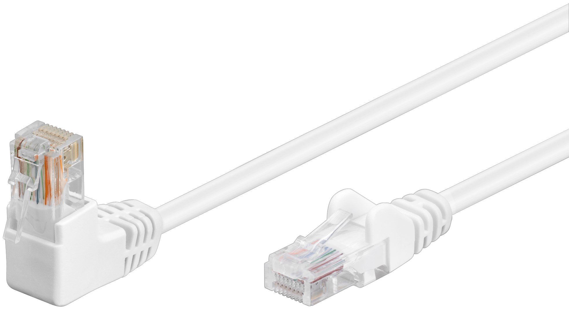 electrosmart® RJ45 CAT 5e Ethernet Cable Straight to 90 Degree Right Angled Connector – Colour: White (3m)