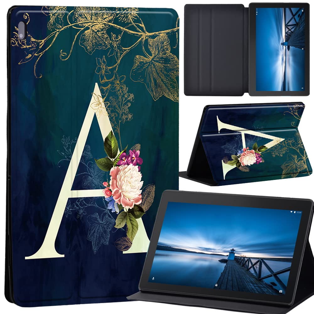Design Case for Lenovo Tab M10 TB-X605F/ TB-X605L/ TB-X505F/ TB-X505L - Leather Tri-Fold Stand Cover Case for Lenovo Tab M10 10.1-Inch Tablet, (initial letter A)