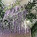 GPARK 6 Pieces Wisteria Artificial Flower 45 inch Bushy Silk Vine Ratta Hanging Garland Hanging for Wedding Party Garden Outdoor Greenery Office Wall Decoration Purple