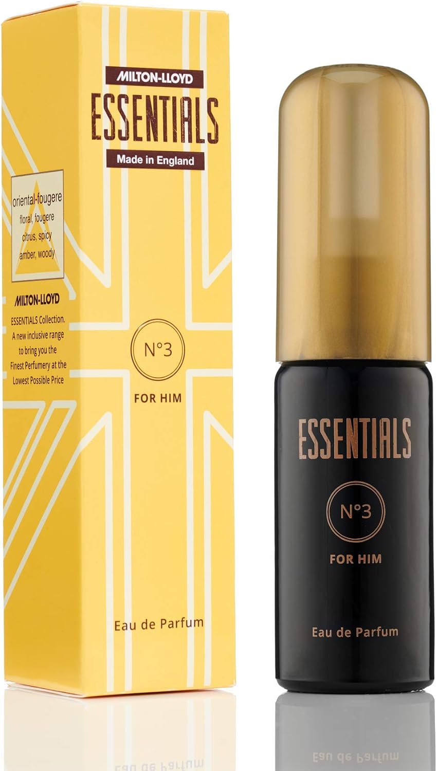MILTON-LLOYD ESSENTIALS No 3 Perfume for Men. 50ml Eau de Parfum Men, Luxury Fragrance, Mens Aftershave
