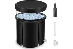 Eooqi 87 Gallon Ice Bath Tub, 30 Inch Collapsible Cold Plunge Tub with Cover Cold Water Therapy Pod Durable Nylon Fabric Design Portable Cold Pod for Athlete Recovery at Home