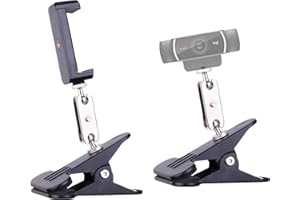 Portable Webcam Stand and Phone Holder with 2 Cell Phone Clamp 360° Swivel Mount Compatible with Logitech C920 C920S C922 C92