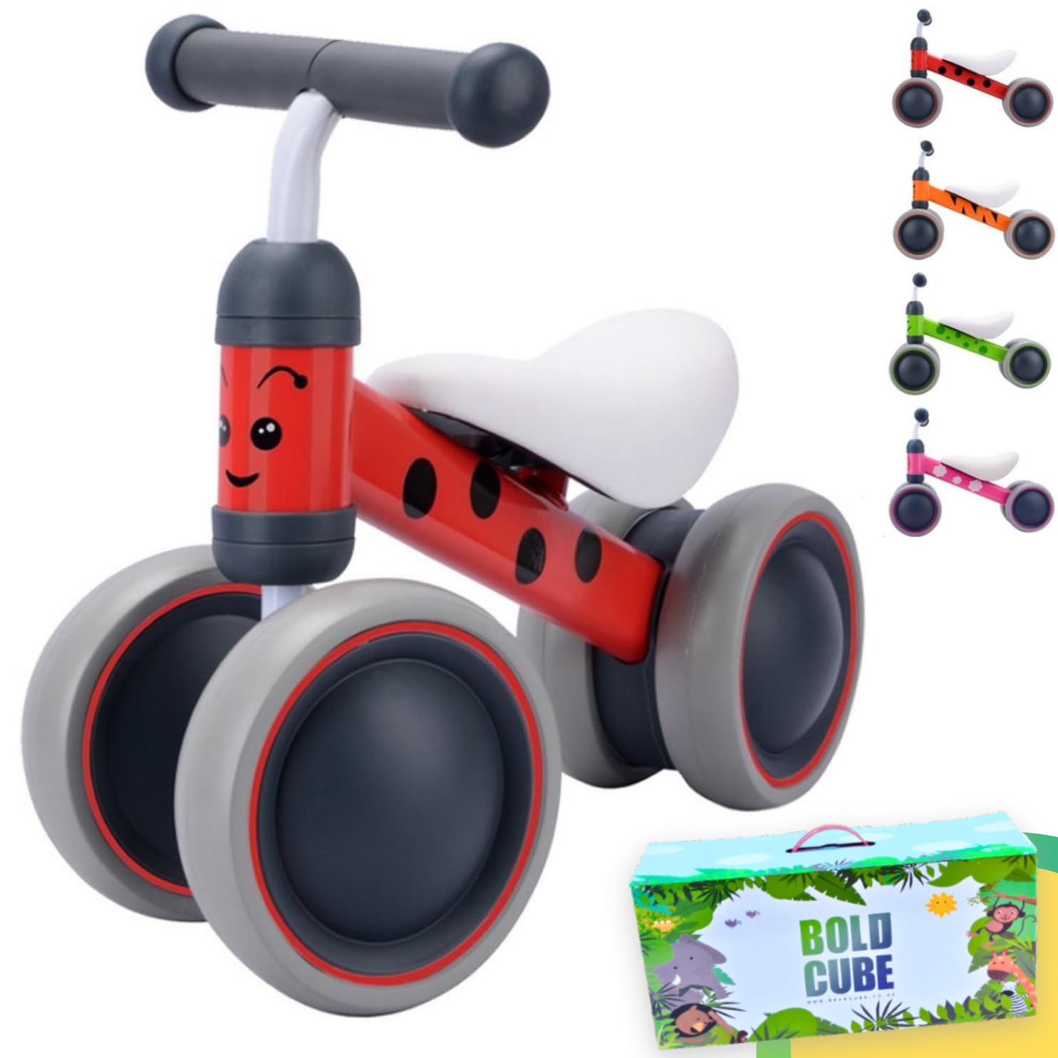 BOLDCUBE My First Bike Baby Balance Bike Redmark 1 Year Old Baby Gifts Trike Garden Toys Toddler Push Ride On Walker with No Pedals 1st Birthday Present for Boys Girls Age from 6 Months Old