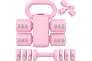 Hezeyferg 2-in-1 Adjustable Dumbbells Set, 4 Levels Weight Dumbbells Set for Women Men, Each 2.2/3.3/4.4/5.5lb Hand Weights with Kettlebell Form for Home Gym Exercise Training