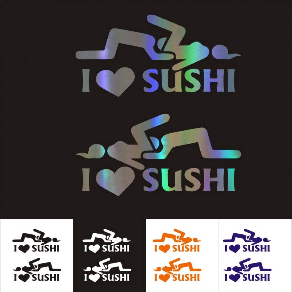 QLOL Car Stickers 12CM*6CM I Love Sushi Car Motorcycles Decoration 3D Reflective Waterproof BUY 2 SAVE HALF Custom Sticker Car Decals
