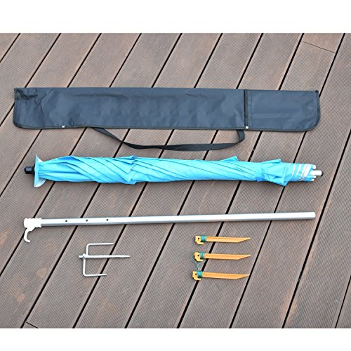 Portable Sun Shade Slant Umbrella, DoerDo 2.2m Width Free Airflow 360 Degree Inclined All Direction For All-Weather, With Floor Insert Tool, Heat Insulation, Antiultraviolet - 2.2m