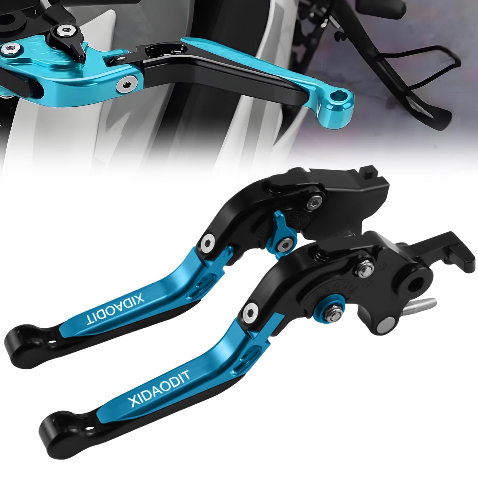 Photo 1 of XIDAODIT Motorcycle Clutch Lever Adjustable Handlebars Brake and Clutch Levers Set for CFMOTO 450MT 650MT 700MT 800MT 650NK 650GT 650TRG 450NK 700NK 2022-2024(Blue)