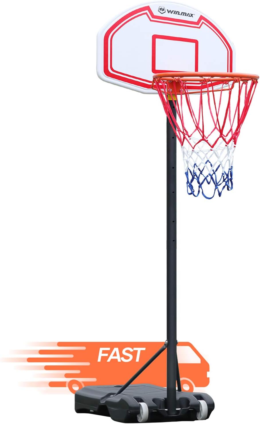 WIN.MAX Portable Basketball Hoop Goal System Kids 5-6.8ft Adjustable18in Rim Indoor Outdoor Youth Teens : Sports & Outdoors