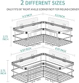 Yazoni Corner Shower Caddy No Drilling Adhesive Shelf 2 Pack Rustproof Stainless view 2