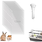 PeSandy Pet Cage Liner Protection, Rabbit Cage Plastic Panels, 12 PCS Cage Urine Guard for Rabbit, Guinea Pig, Hamster, Hedgehog, Chinchilla, Ferret, Bunny - Transparent, 11.8"x5.9"