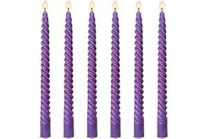 BEILISEN 6 Pack 10 Inch Purple Spiral Taper Candles for Celebrations and Religious Ceremonies, Unscented Dripless Twisted Candlesticks for Dinner Decorative Accents Relaxation and Meditation