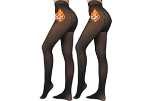 UniikStuff 2 Pack Fleece Lined Tights Sheer Winter - Fake Translucent Tights Winter Thick Warm Pantyhose Sheer Women Leggings