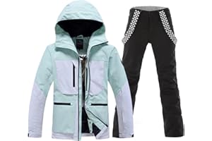 GS SNOWING Women's Ski Jackets and Bib Pants Set Windproof Waterproof Insulated Snowsuit