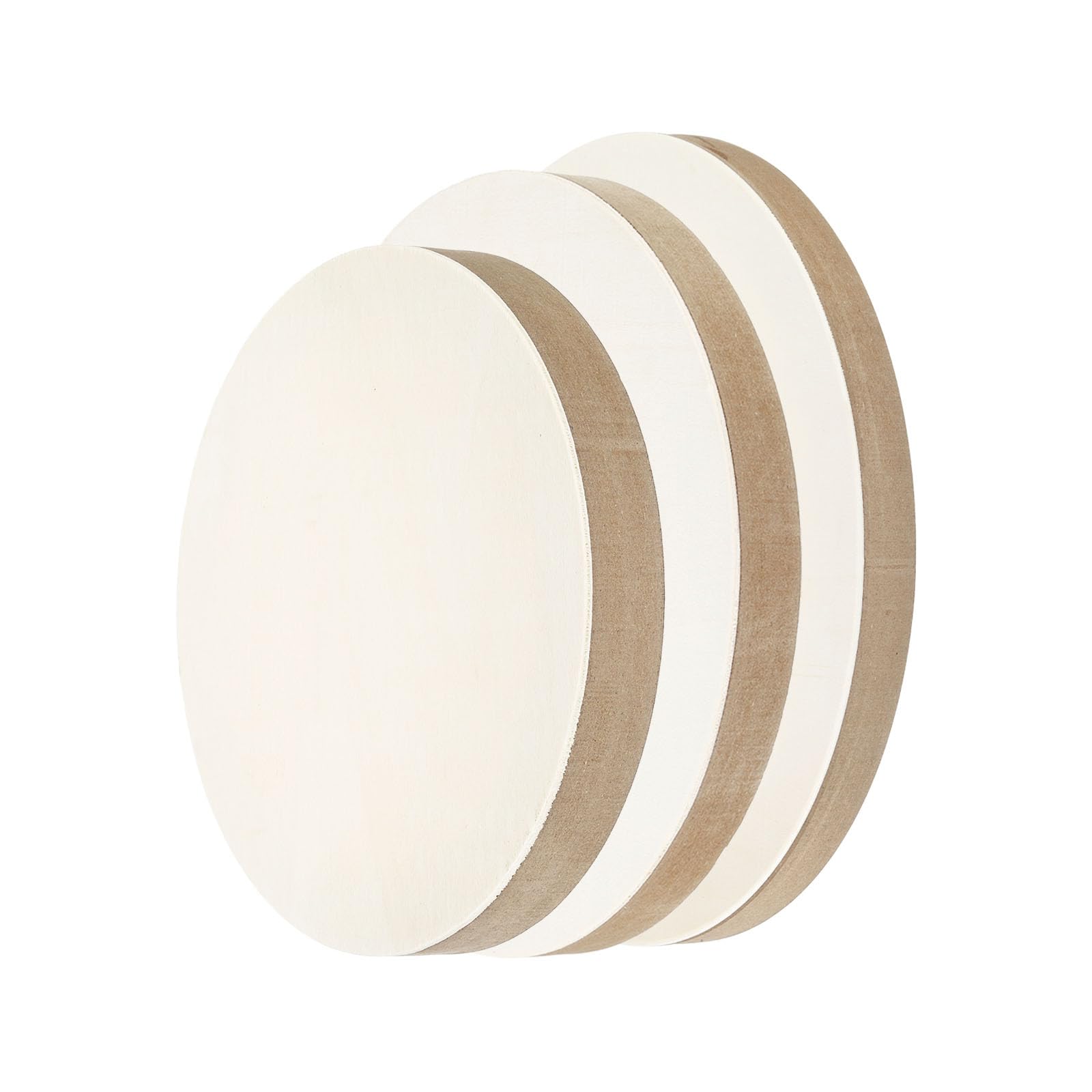 PATIKIL 6" 8" 10" Wood Panels Board, Unfinished Round Art Wood Canvas Panel Painting Boards for DIY Craft Painting Use, Wood Color