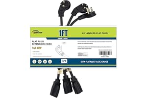 HONDERSON 3 Pack Flat Plug Indoor Extension Cord, UL Listed, 16 Gauge 1FT Black 3 Prong Heavy Duty, 16/3 SJTW 13A Power Cord for Lights, Appliances, Home