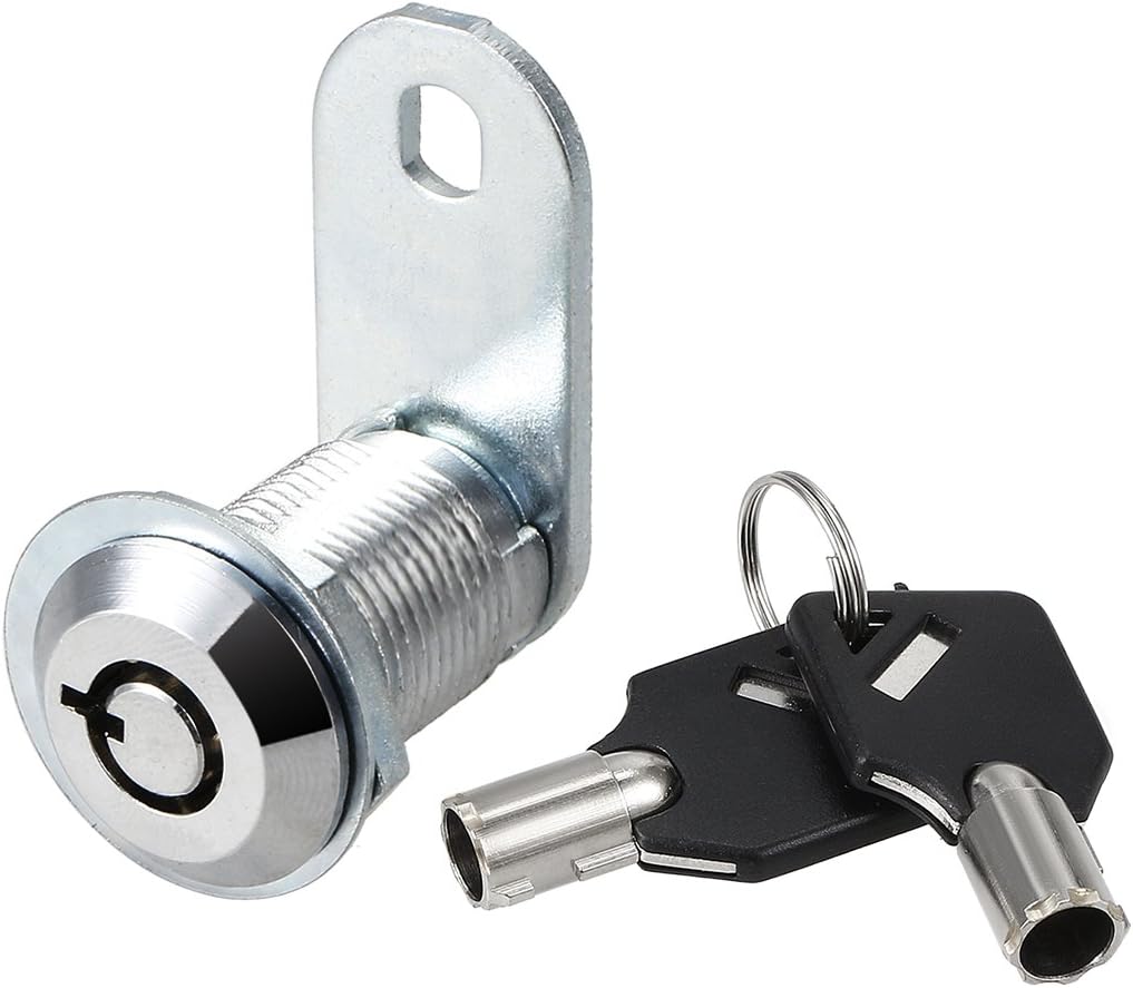 uxcell Tubular Cam Lock, 7/8" Cylinder Length, Fits on 5/8" Max Panel Thickness, Zinc Alloy Chrome Finish, Keyed Different