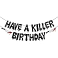 Glitter Have a Killer Birthday Banner - Halloween Birthday Banner - Horror Movie Party, Halloween Zombie Vampire Party Decoration Supplies