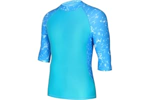 SEAOYOZO Men's Rash Guard Short Sleeve, UPF 50+ Swim Shirts for Men, SPF Sun Protection Shirts for Fishing Swimming