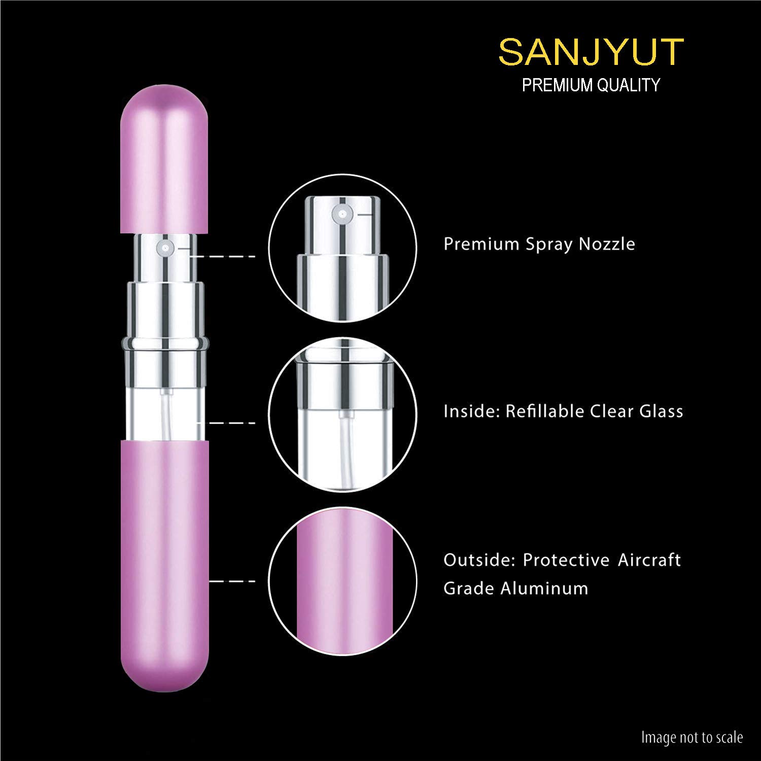 SANJYUT Portable Mini Refillable Perfume Empty Spray Bottle Atomizer Leak Proof Sprayer TSA Carry On Approved Travel Accessories for Perfume and Other Liquids Travel Companion Great Gift for Women Men