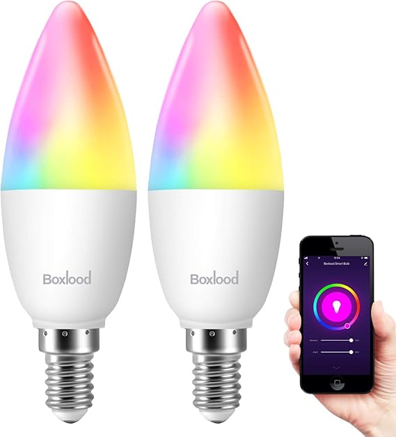 Boxlood E14 Smart Candle Bulb Dimmable RGB Cool White ...
