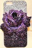 3d PURPLE ROSE Ultra High Quality Bling Crystal Case Cover for iPhone 5s & 5
