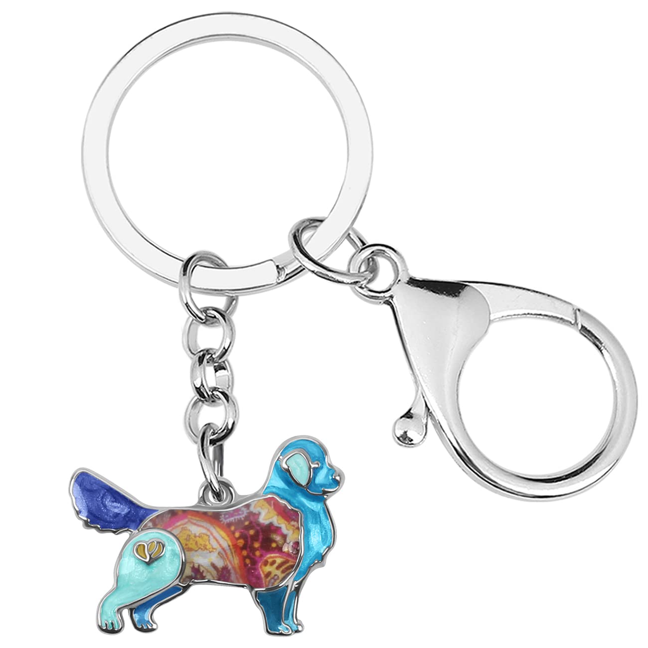 Enamel Alloy Golden Retriever Keychain Pet Dog Keyring For Women Girls Bag Wallet Charms Gift (Blue)