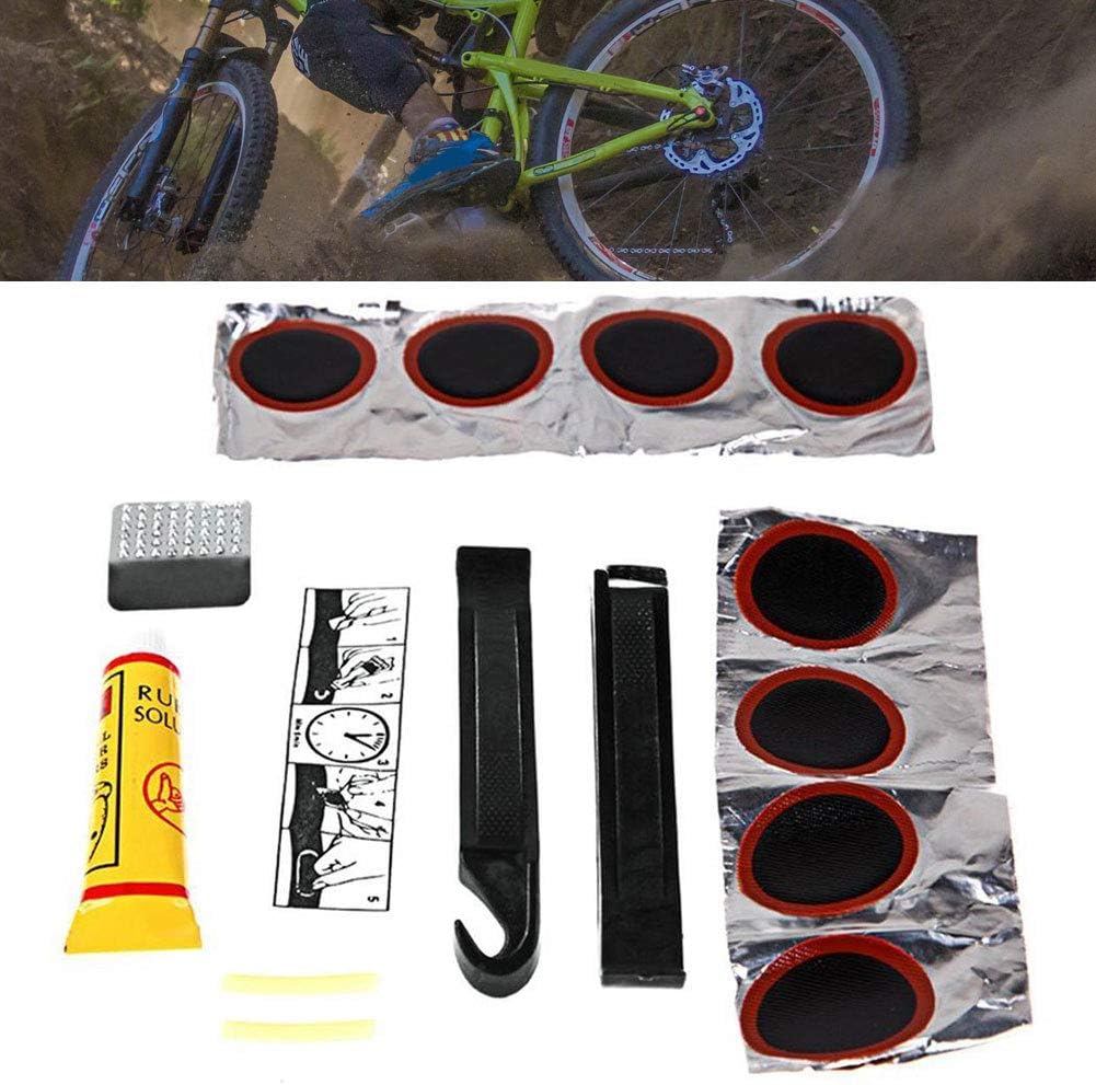 Bike Tire Repair Kit,Outdoor Cycling Bike Bicycle Tire Lever Inner Tube Patches Glue Repair Tool Kit