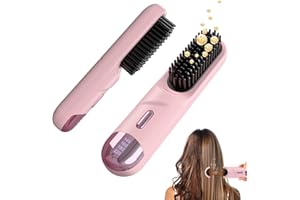HARRFLOW Go Brush Pro 2025 Hair Straightener Brush 300 Million Negative Ionic Portable Hair Straightener Comb for Women with 4 Temps Fast Heating MCH Ceramic Coating Smooth Frizz - Free Hair