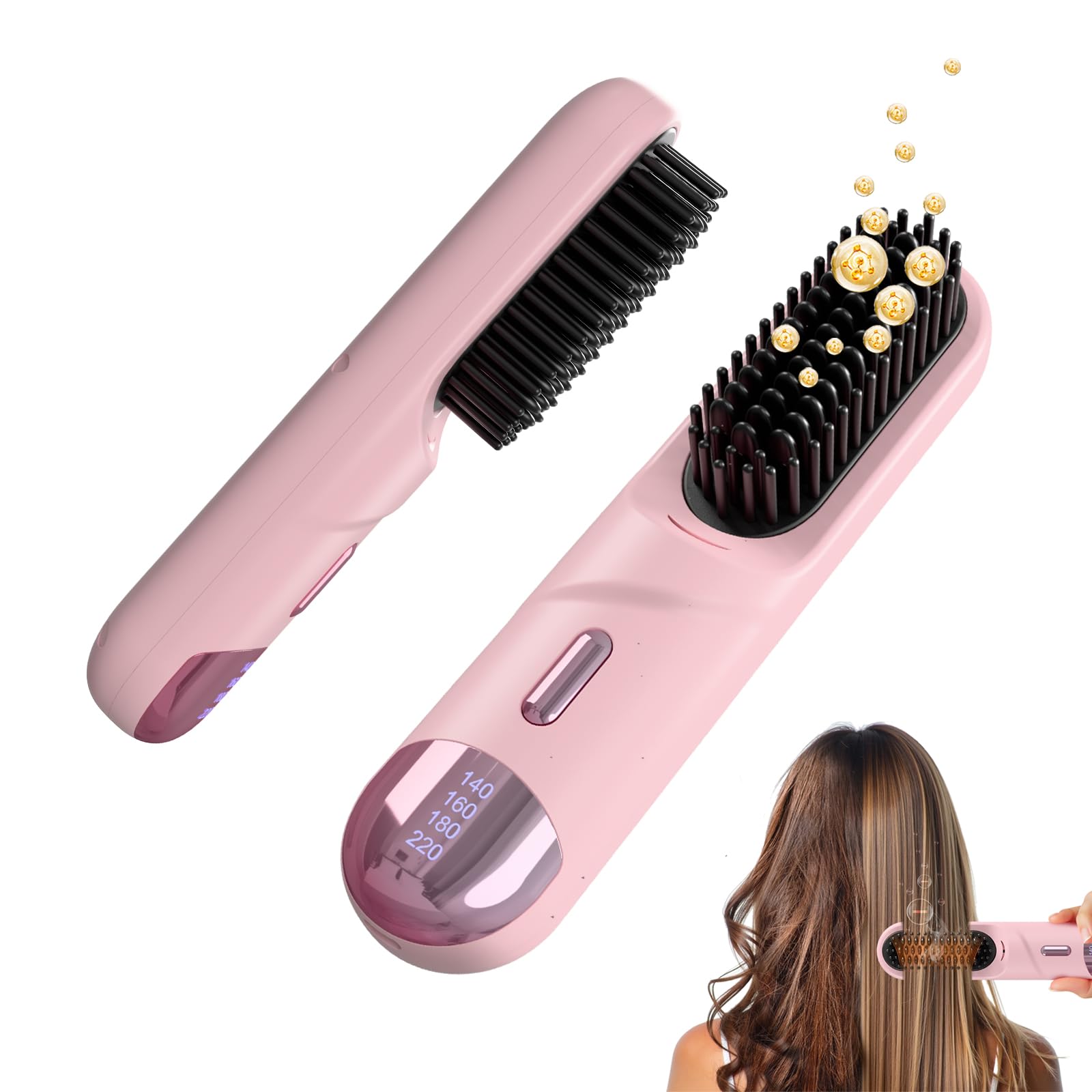 Photo 1 of (missing clips)(see images) Go Brush Pro 2025 Hair Straightener Brush 300 Million Negative Ionic Portable Hair Straightener Comb