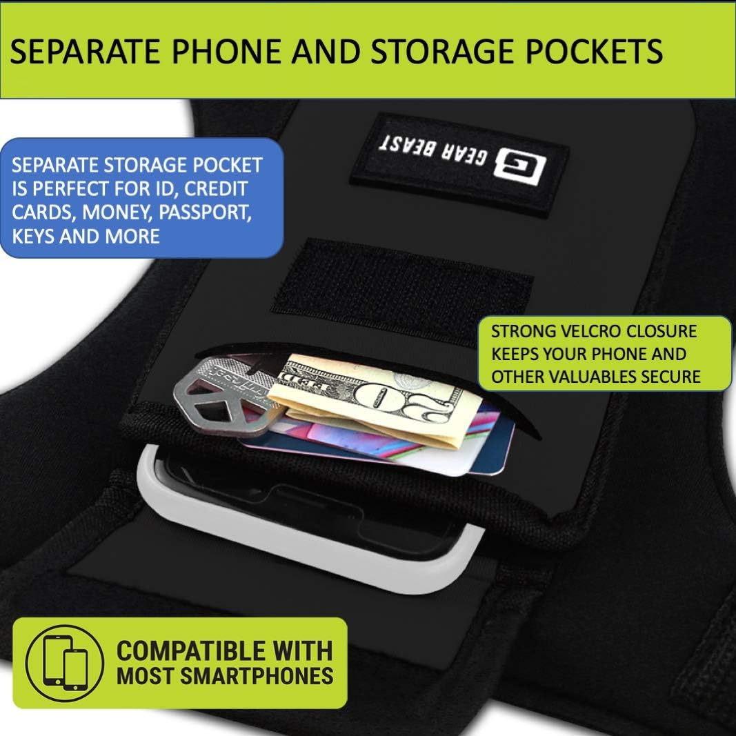 Gear Beast Running Backpack Vest Cell Phone and Accessories Holder Lightweight Pack Key Card ID Holder for Running Walking Cycling Fits iPhone 11 X XS Max 8 7 Plus Galaxy S9 S8 Plus Note 10 9 8: Electronics