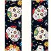 Sugar Skull Day of The Dead Adjustable Lanyard with PU Leather ID Badge Holder with 3 Card Pockets & Mini Note Card. Carabiner Keychain Flashlight. Adjustable 15.5